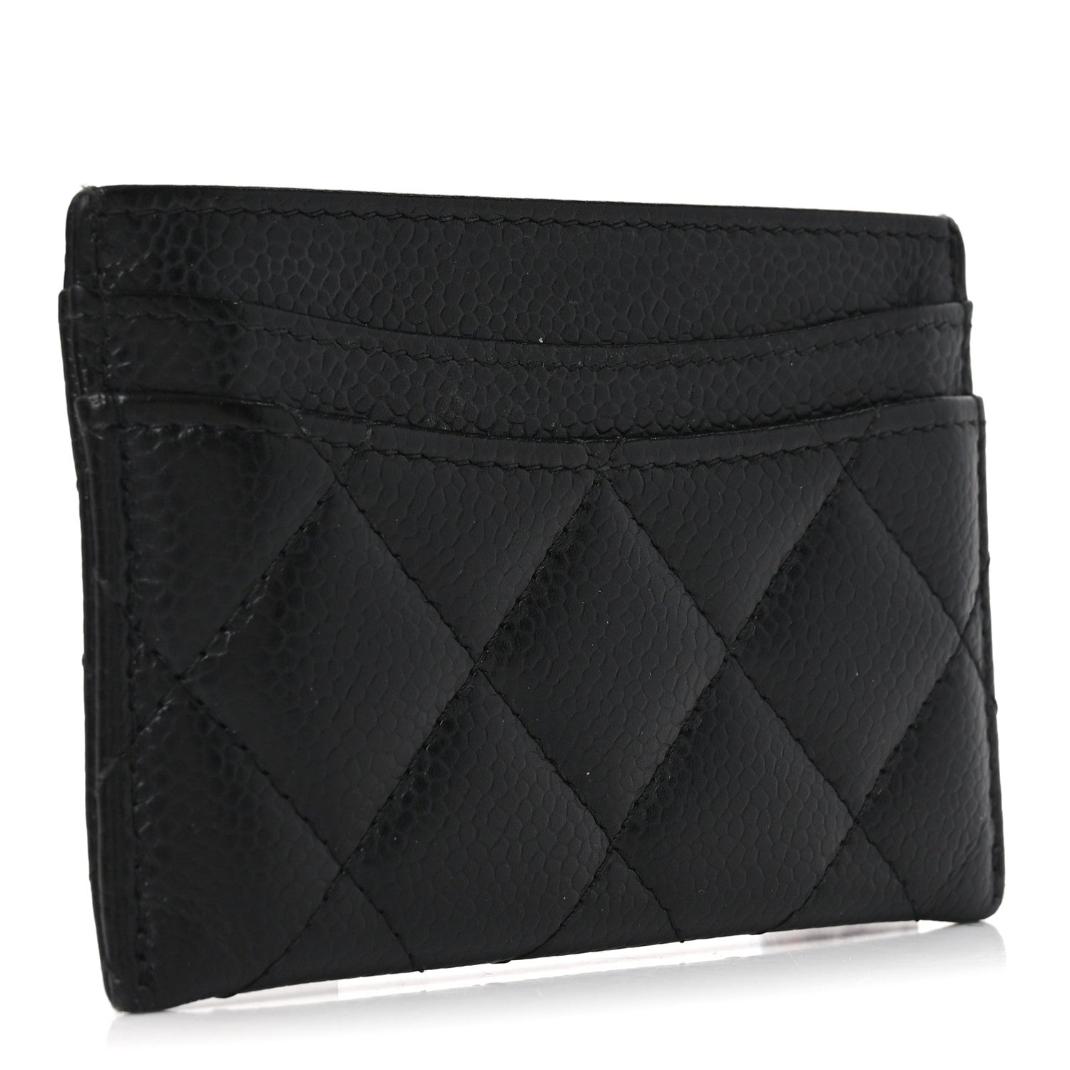 Caviar Quilted Card Holder Black
