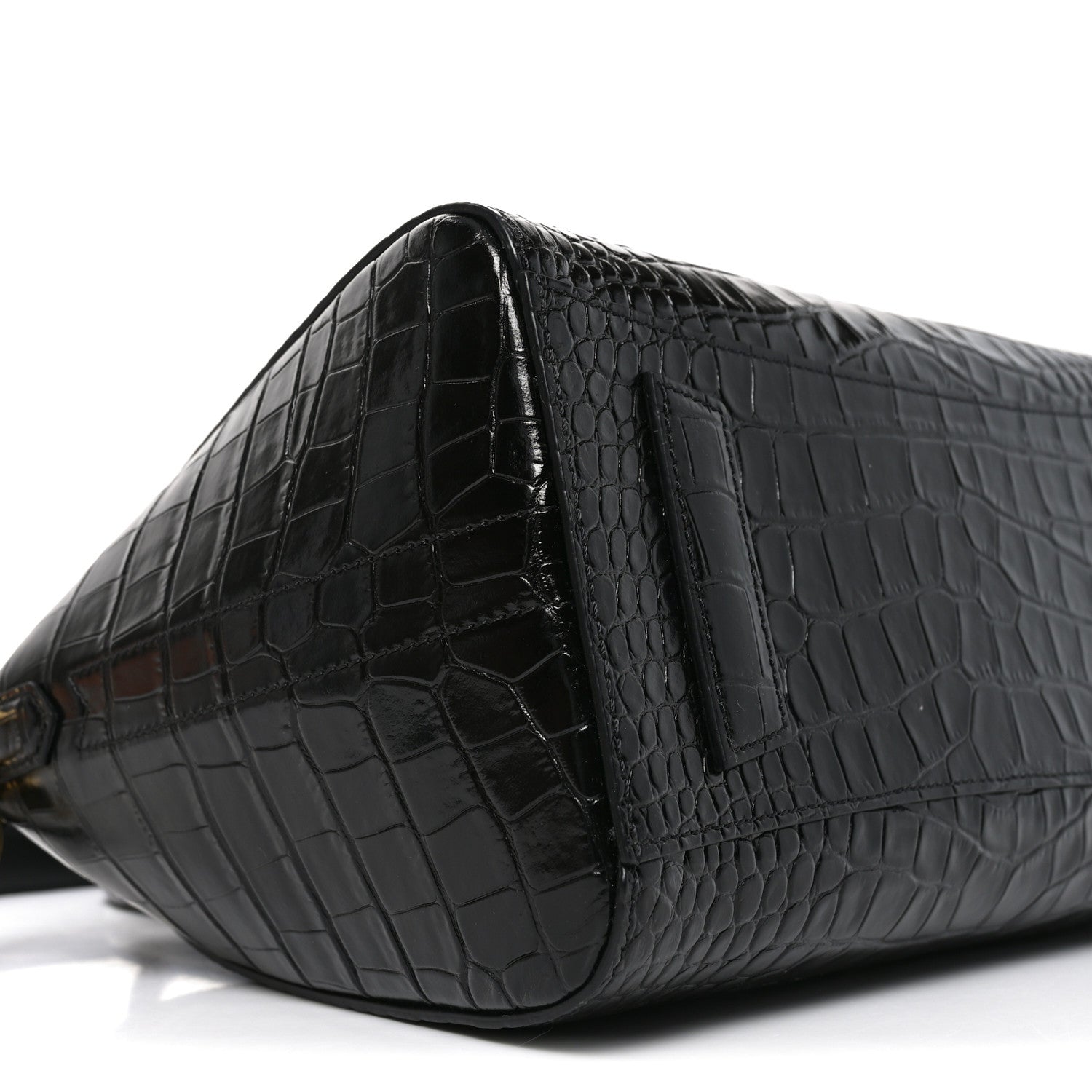 Calfskin Crocodile Embossed Small Antigona Black