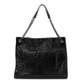 Crinkled Calfskin Matelasse Monogram Large Niki Shopper Tote Black