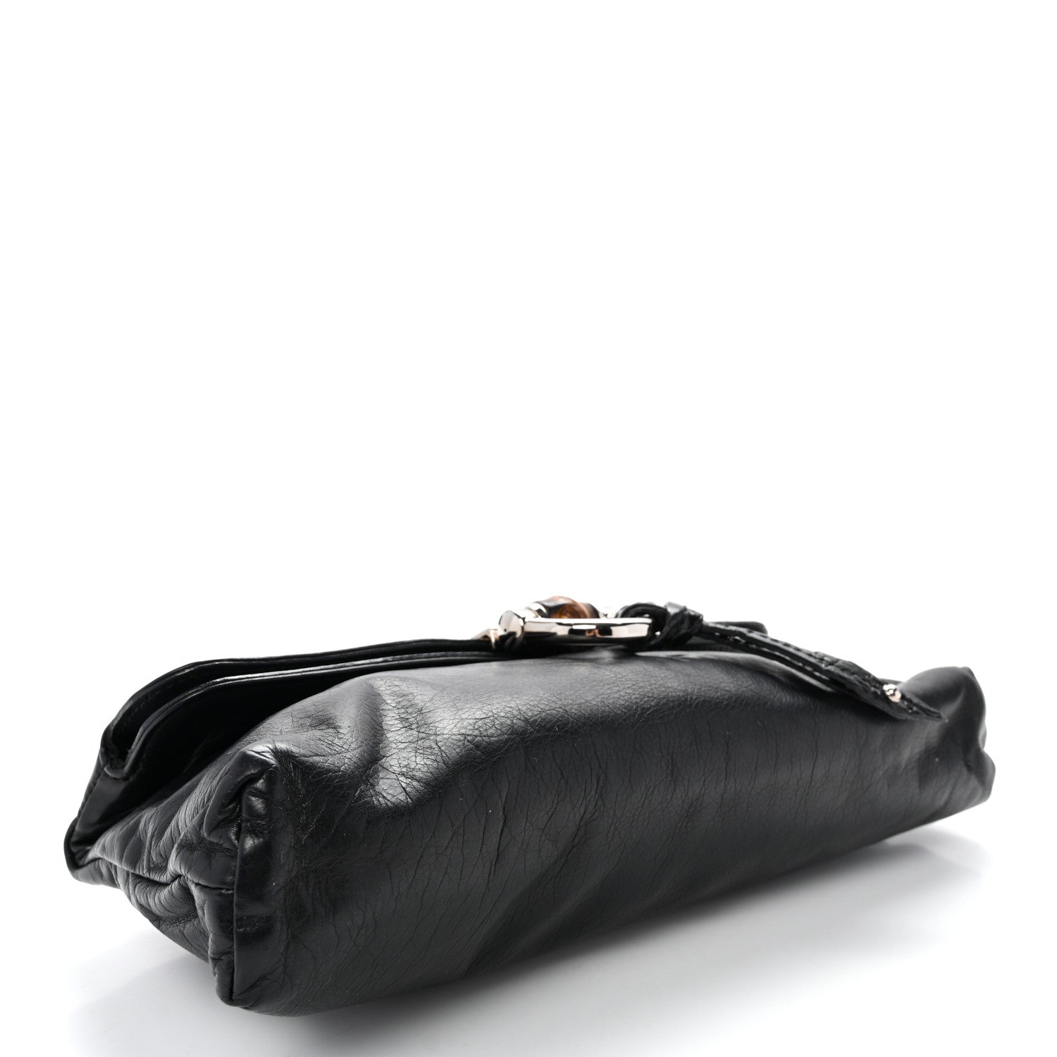 Calfskin Bamboo Croisette Clutch Black