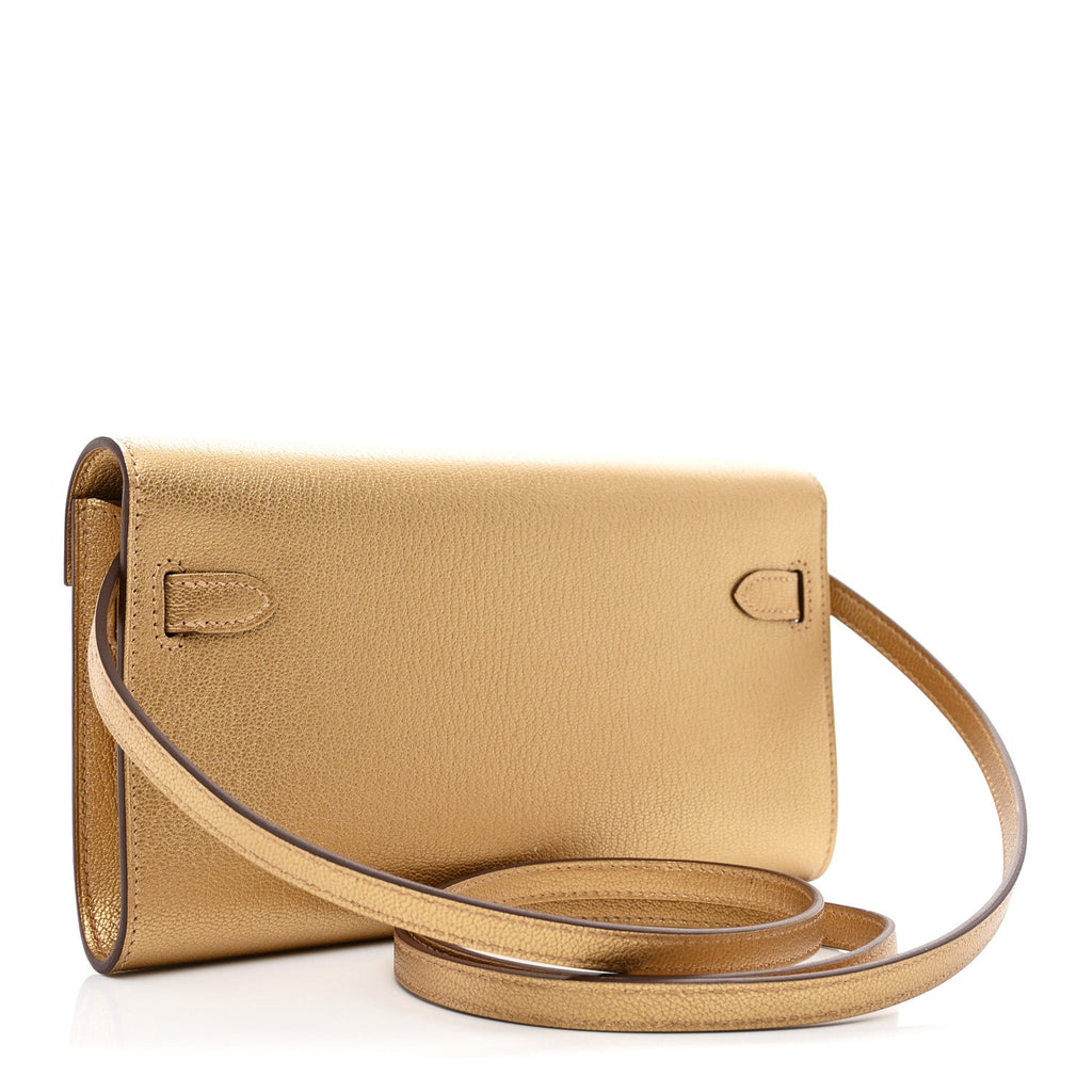Metallic Chevre Chamkilight Kelly Wallet To Go Dore