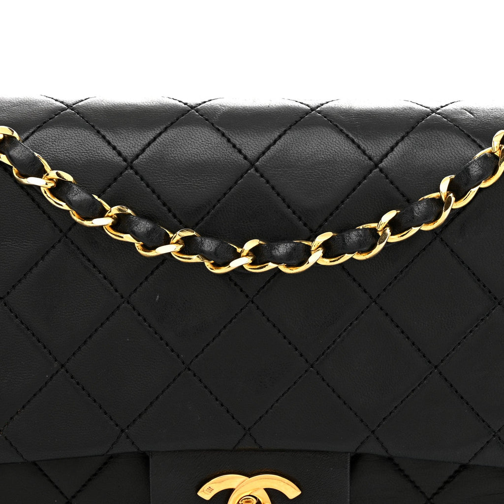 Lambskin Quilted Small Double Flap Black