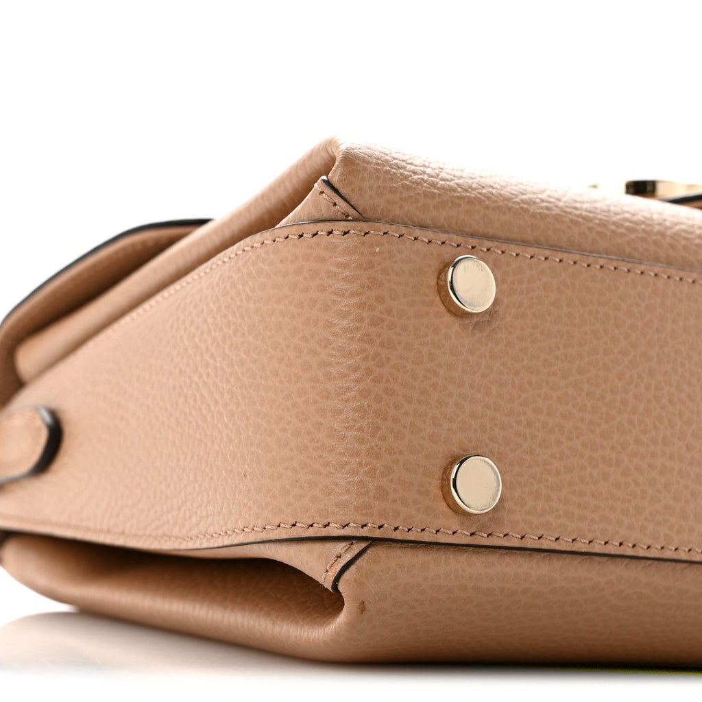 Dollar Calfskin Interlocking G Top Handle Shoulder Bag Camelia