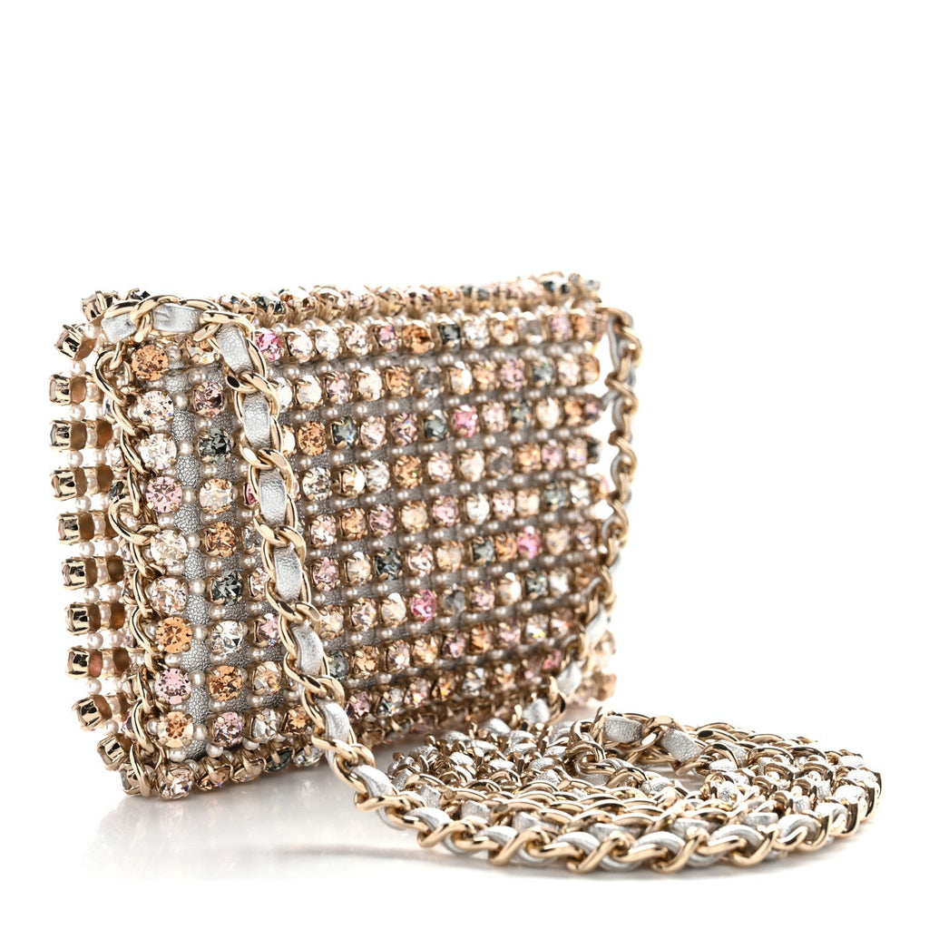 Metal Strass Minaudiere CC Medium Evening Bag Black Multicolor