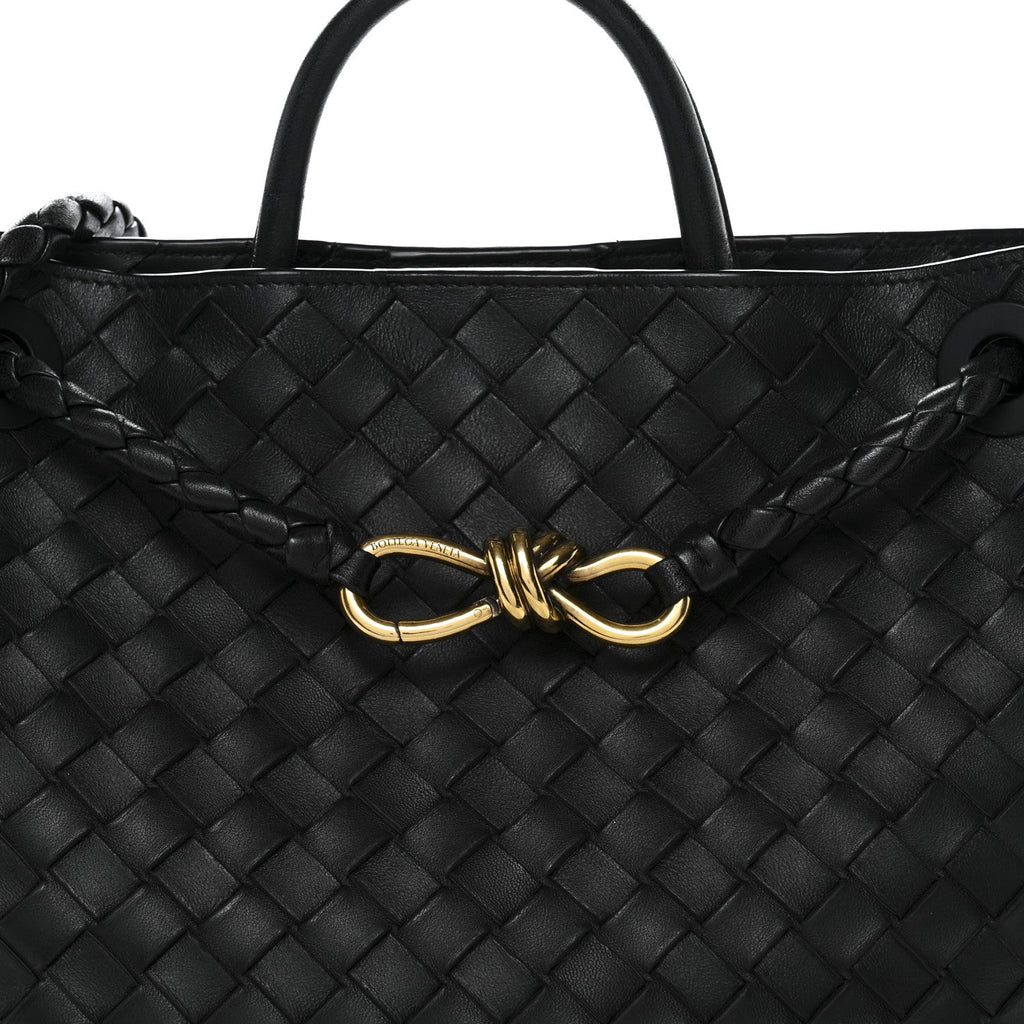 Nappa Intrecciato Medium Andiamo Shoulder Bag Black