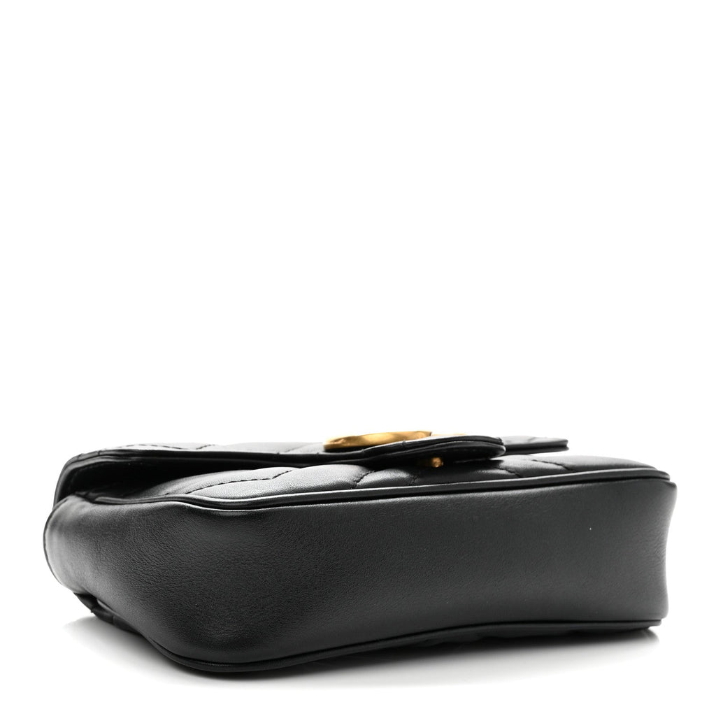 Calfskin Matelasse Super Mini GG Marmont Shoulder Bag Black