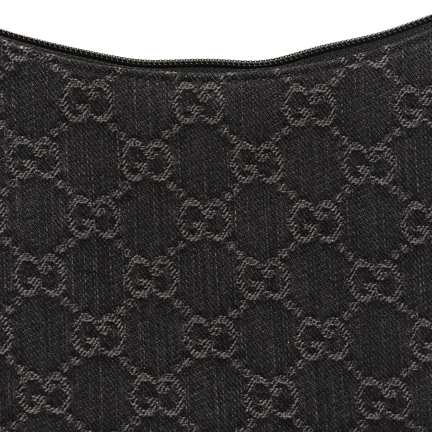 Jacquard Black Denim GG Monogram Horsebit Slim Small Shoulder Bag Black Grey