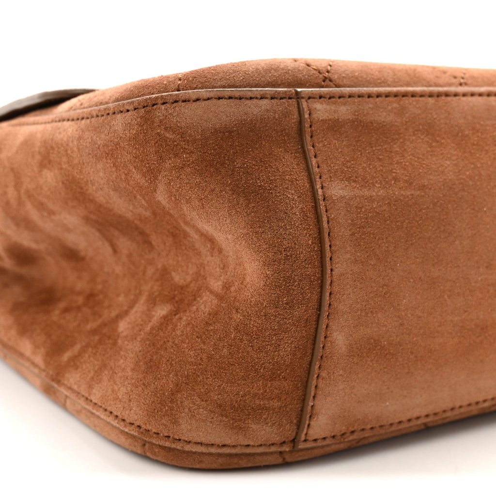 Suede Calfskin Small Souplissimo Maxi Flap Camel