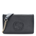 Pebbled Calfskin Soho Wallet On Chain Black