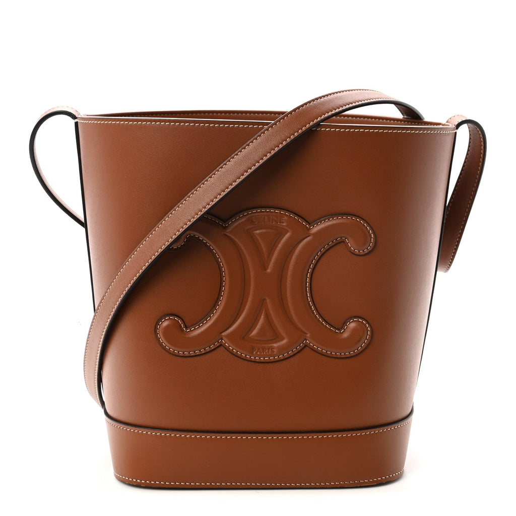Smooth Calfskin Small Cuir Triomphe Bucket Bag Tan