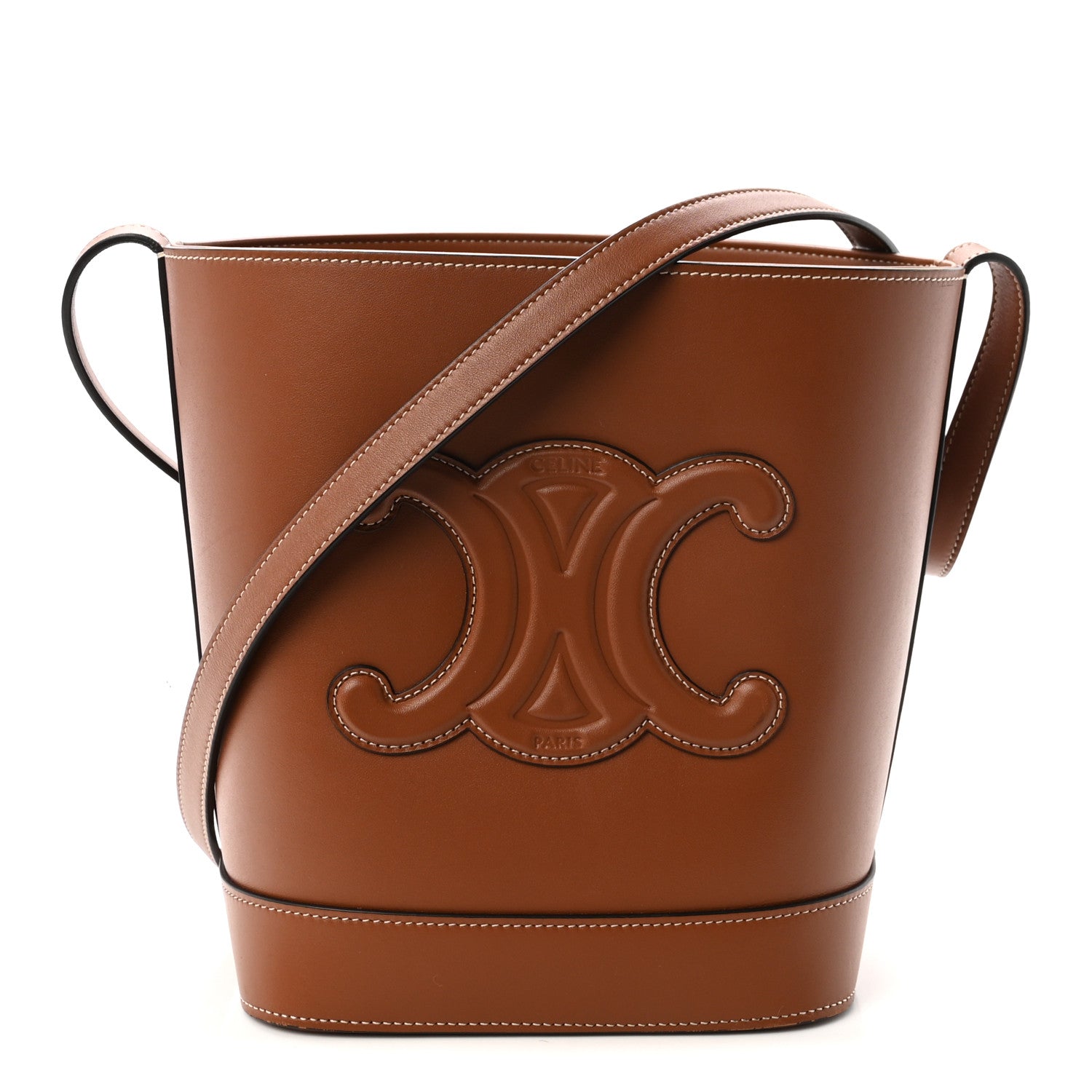 Smooth Calfskin Small Cuir Triomphe Bucket Bag Tan