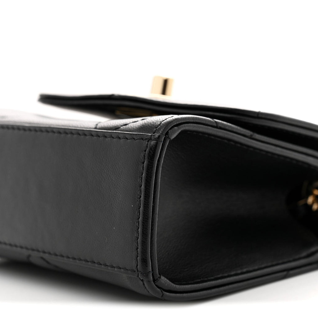 Lambskin Quilted Mini Trendy CC Chain Wallet Black