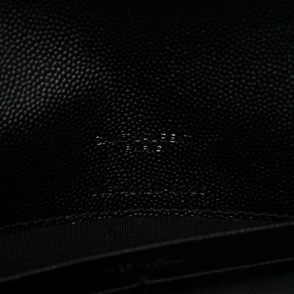 Grain De Poudre Matelasse Chevron Monogram Monochrome Envelope Chain Wallet Black