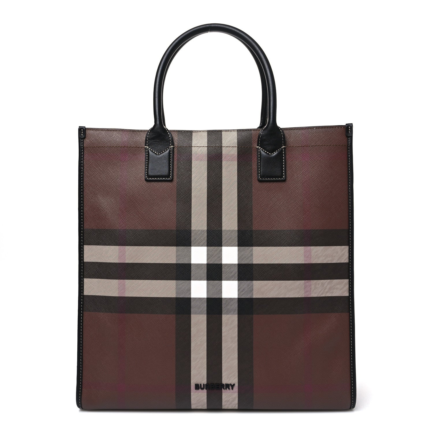 E-Canvas Denny Check Tote Brown
