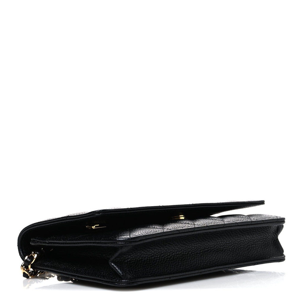 Caviar Quilted Wallet on Chain WOC Black