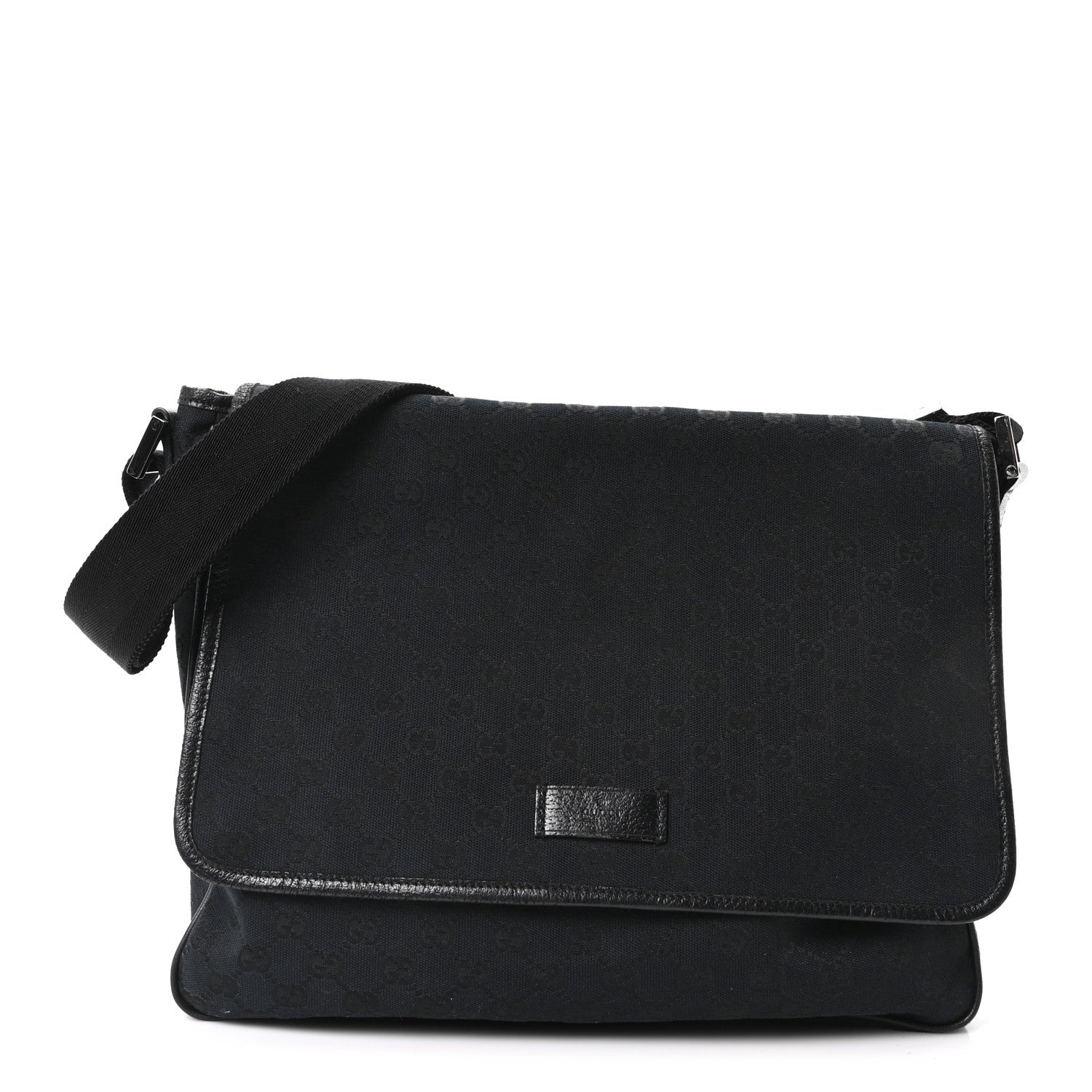 Monogram Web Medium Flap Messenger Black