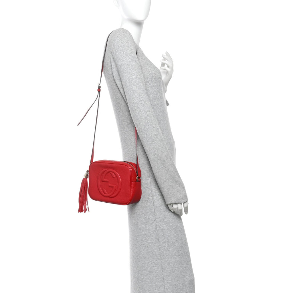 Pebbled Calfskin Small Soho Disco Bag Vibrant Red