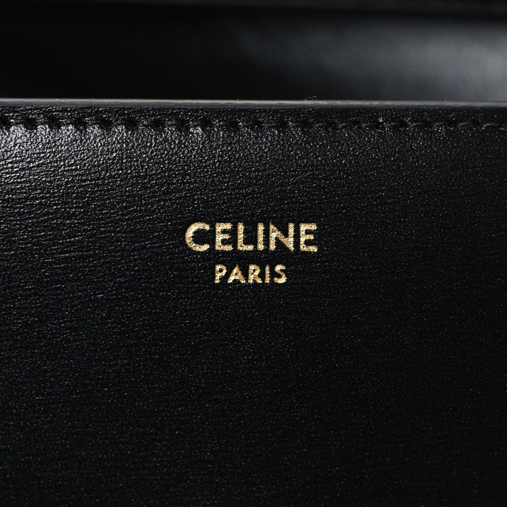 Shiny Calfskin Triomphe Margo Wallet on Chain Black