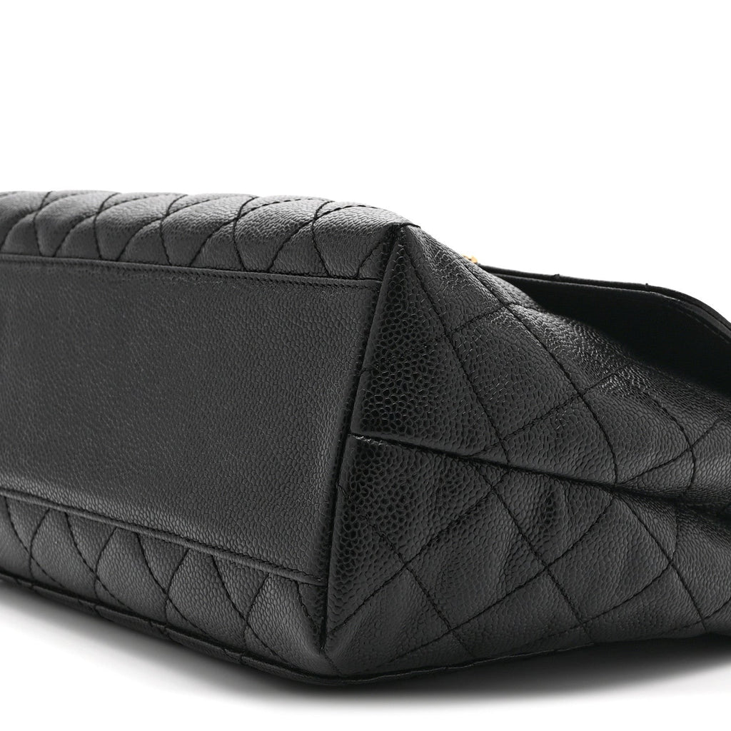 Caviar Quilted Jumbo Kelly Flap Black
