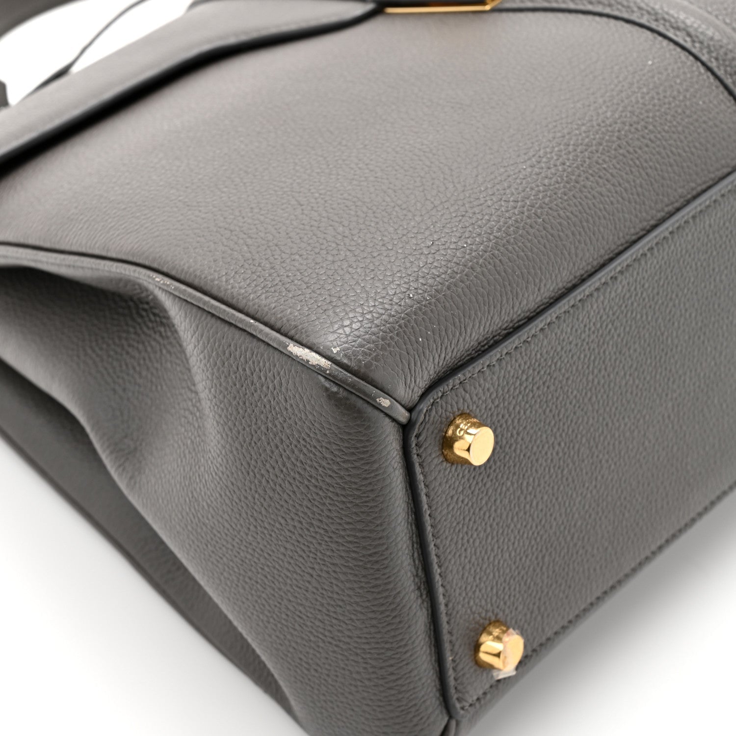 Grained Calfskin Classique Medium 16 Top Handle Bag Grey