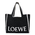 Raffia Large Paula's Ibiza Logo Tote Black White