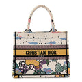 Canvas Embroidered Ciel De Reve Small Book Tote Latte Multicolor