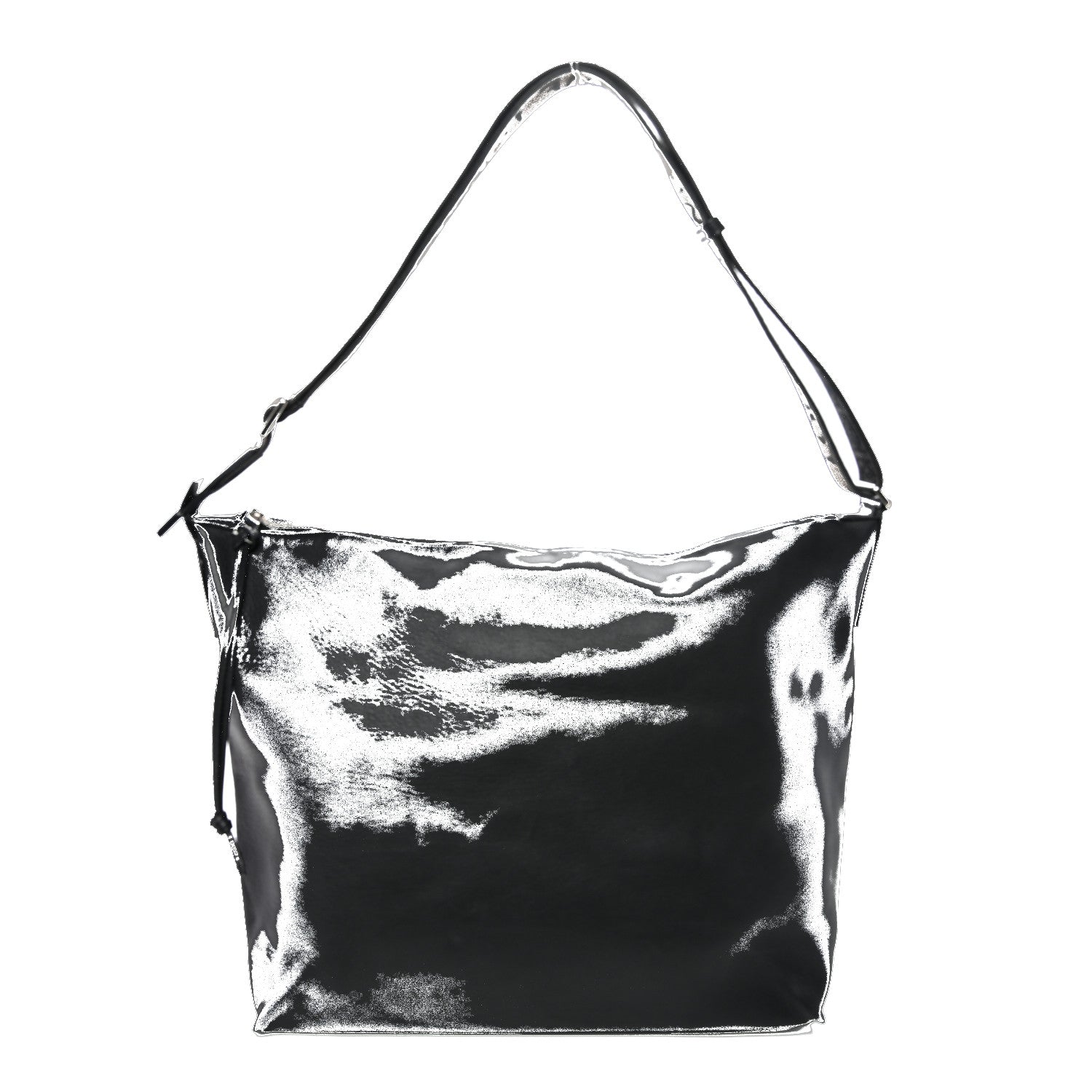 Supple Smooth Calfskin Jacquard Medium Cubi Crossbody Bag Black