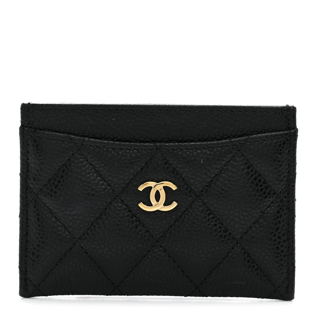 Caviar Quilted Card Holder Black