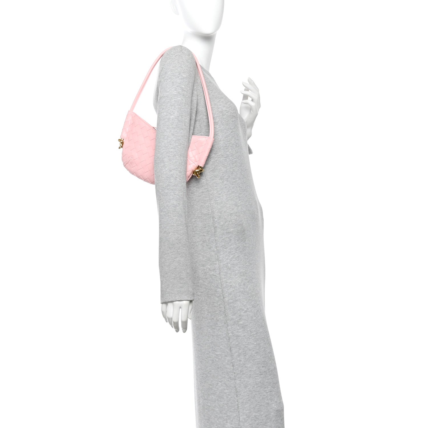 Nappa Intrecciato Baby Solstice Shoulder Bag Rose Powder