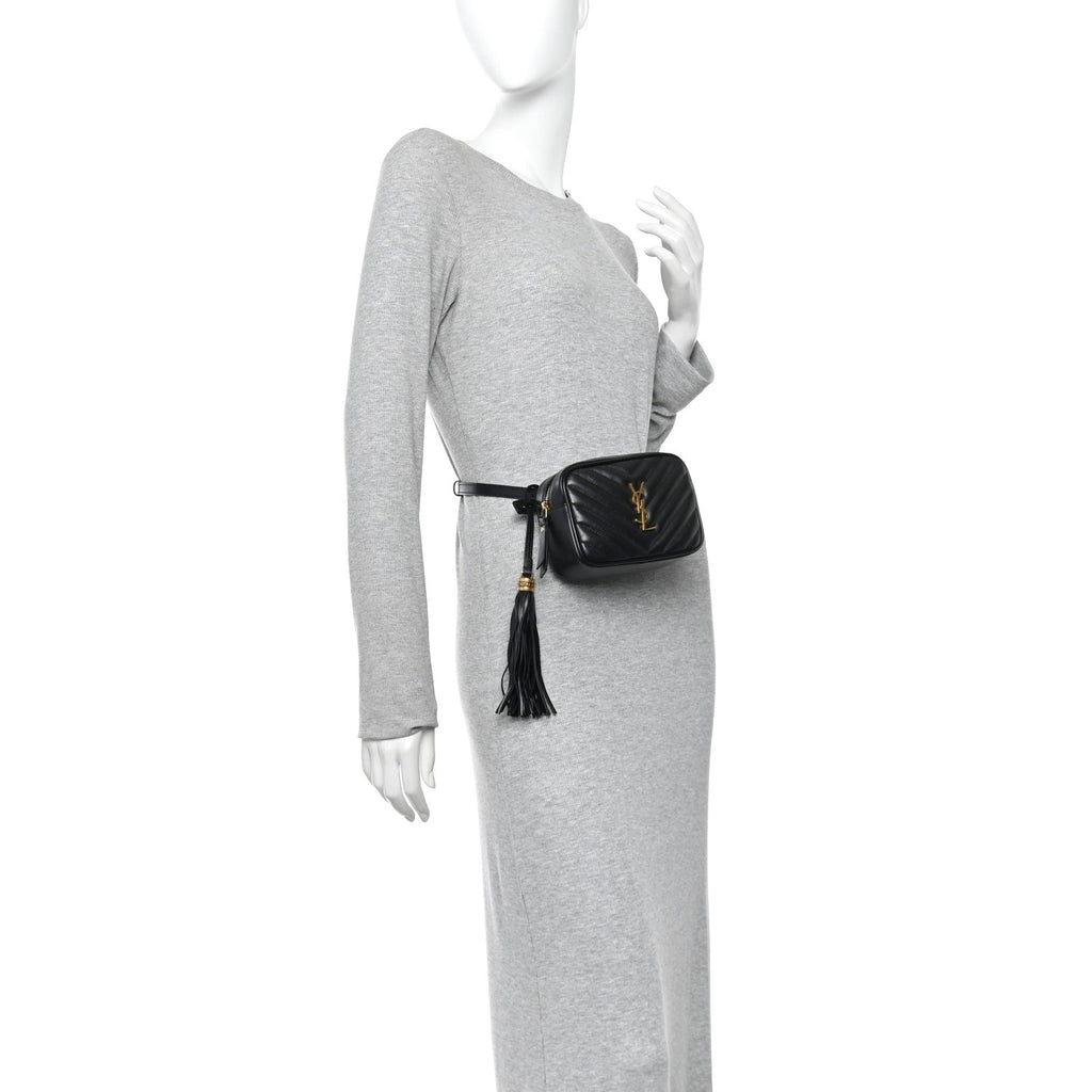 Calfskin Matelasse Monogram Lou Belt Bag Black