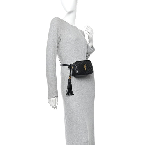 Calfskin Matelasse Monogram Lou Belt Bag Black