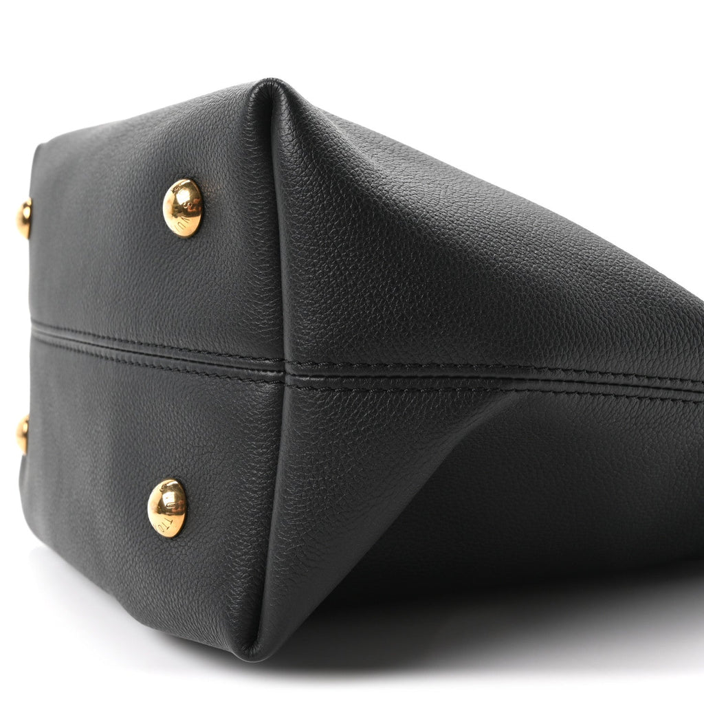 Grained Calfskin Low Key Hobo PM Black