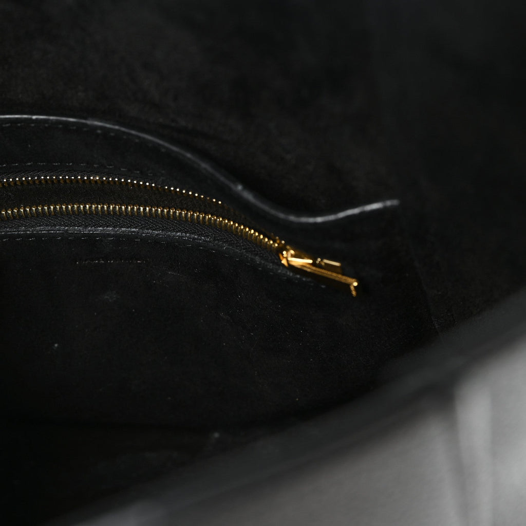 Soft Grained Calfskin Small Sangle Bucket Bag Black