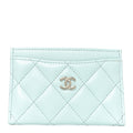 Caviar Quilted Card Holder Light Blue