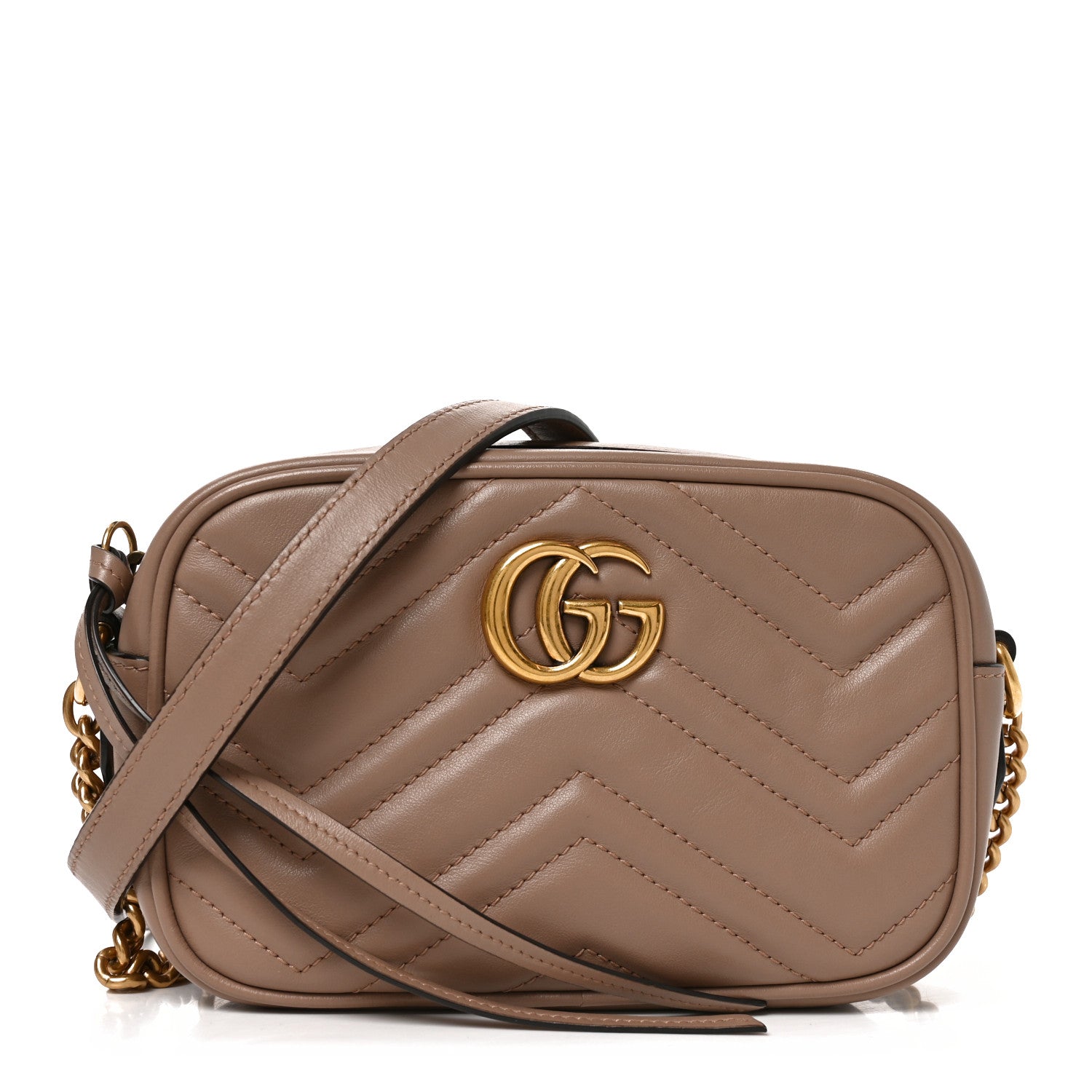 Calfskin Matelasse Mini GG Marmont Chain Shoulder Bag Porcelain Rose