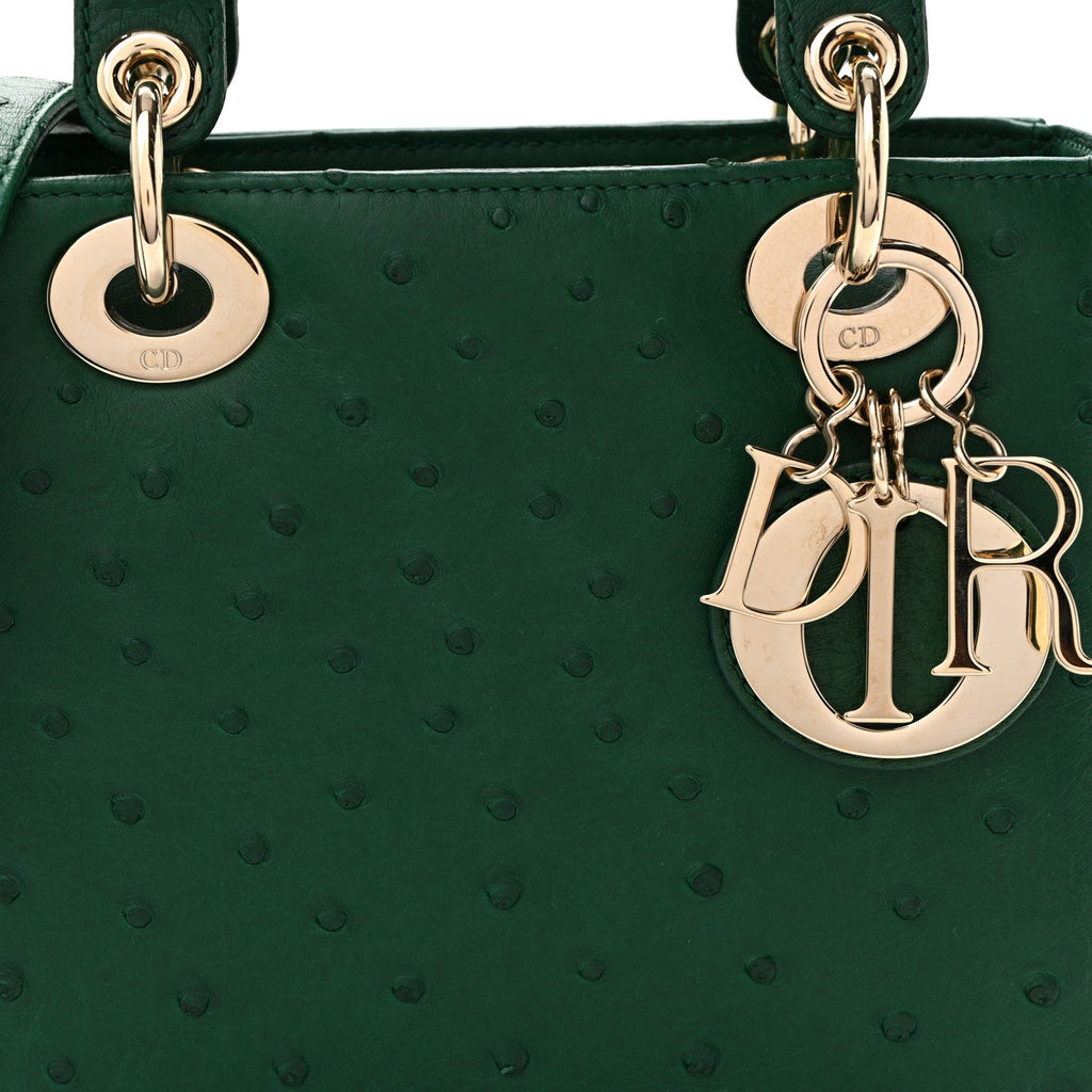 Ostrich Small Lady Dior Green
