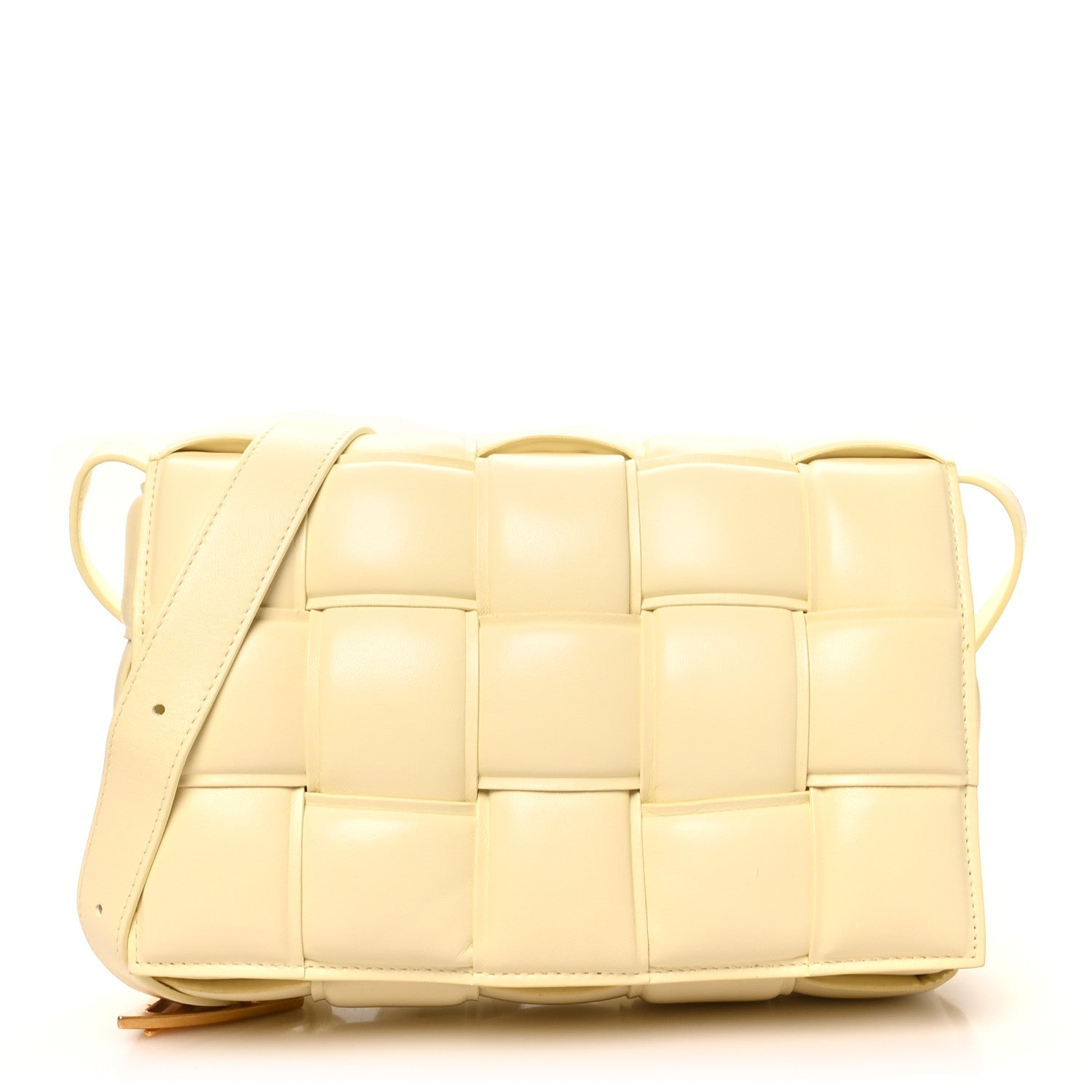 Nappa Maxi Intreccio Padded Cassette Crossbody Bag Ice Cream