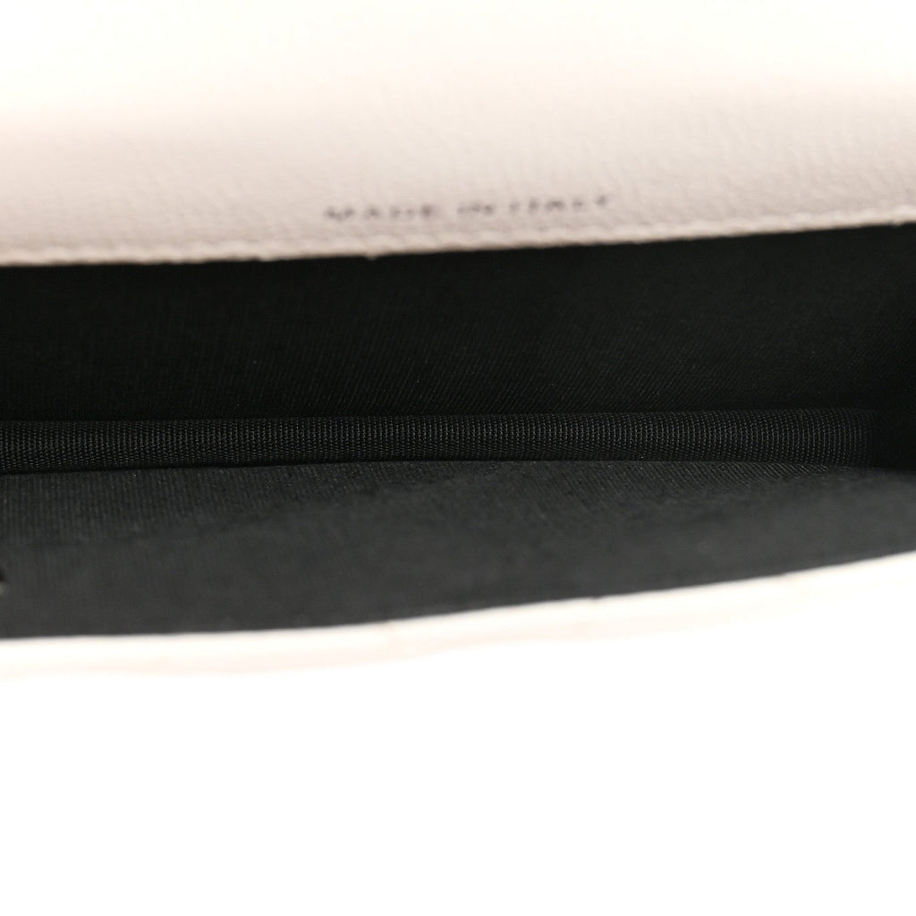 Caviar Quilted My Everything Belt Flap Card Holder White