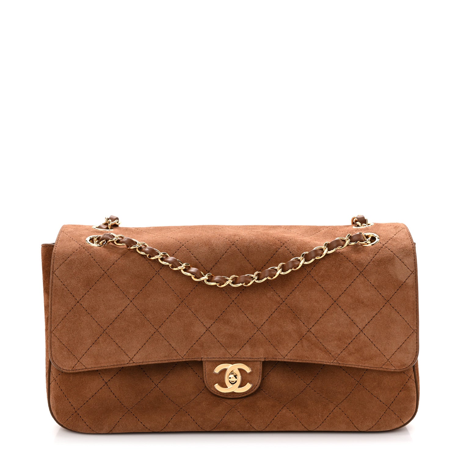 Suede Calfskin Small Souplissimo Maxi Flap Camel