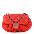 Washed Lambskin Quilted Medium Chain Around Messenger Red