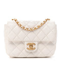 Lambskin Enamel Quilted Mini Coco Hearts Square Flap White