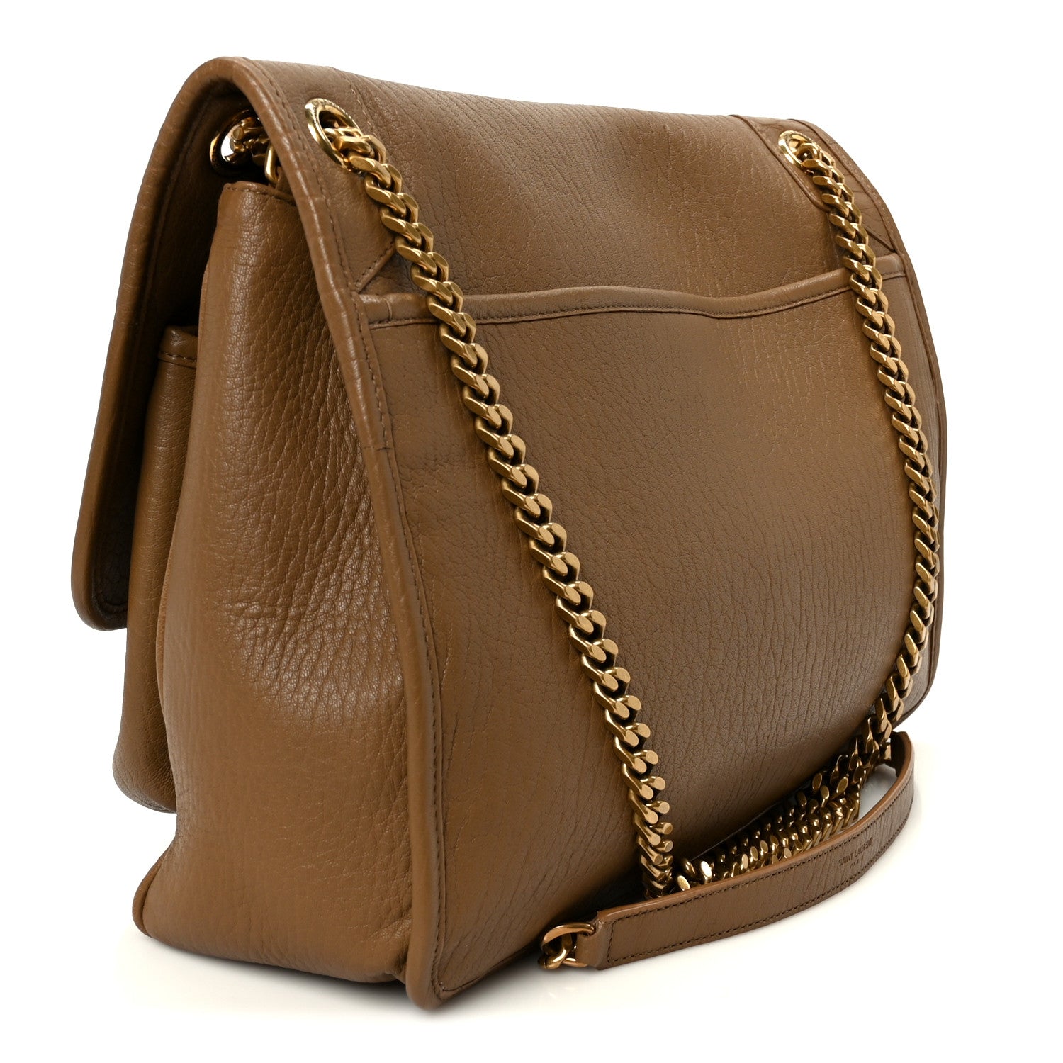 Grained Lambskin Monogram Large Niki Chain Satchel Dark Cork