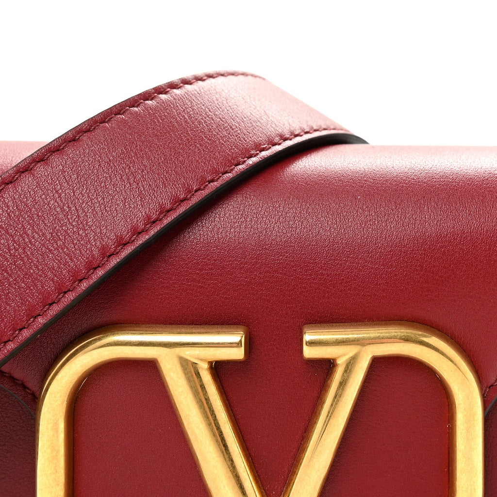 Smooth Calfskin Vlogo Mini Loco Crossbody Bag Dark Red