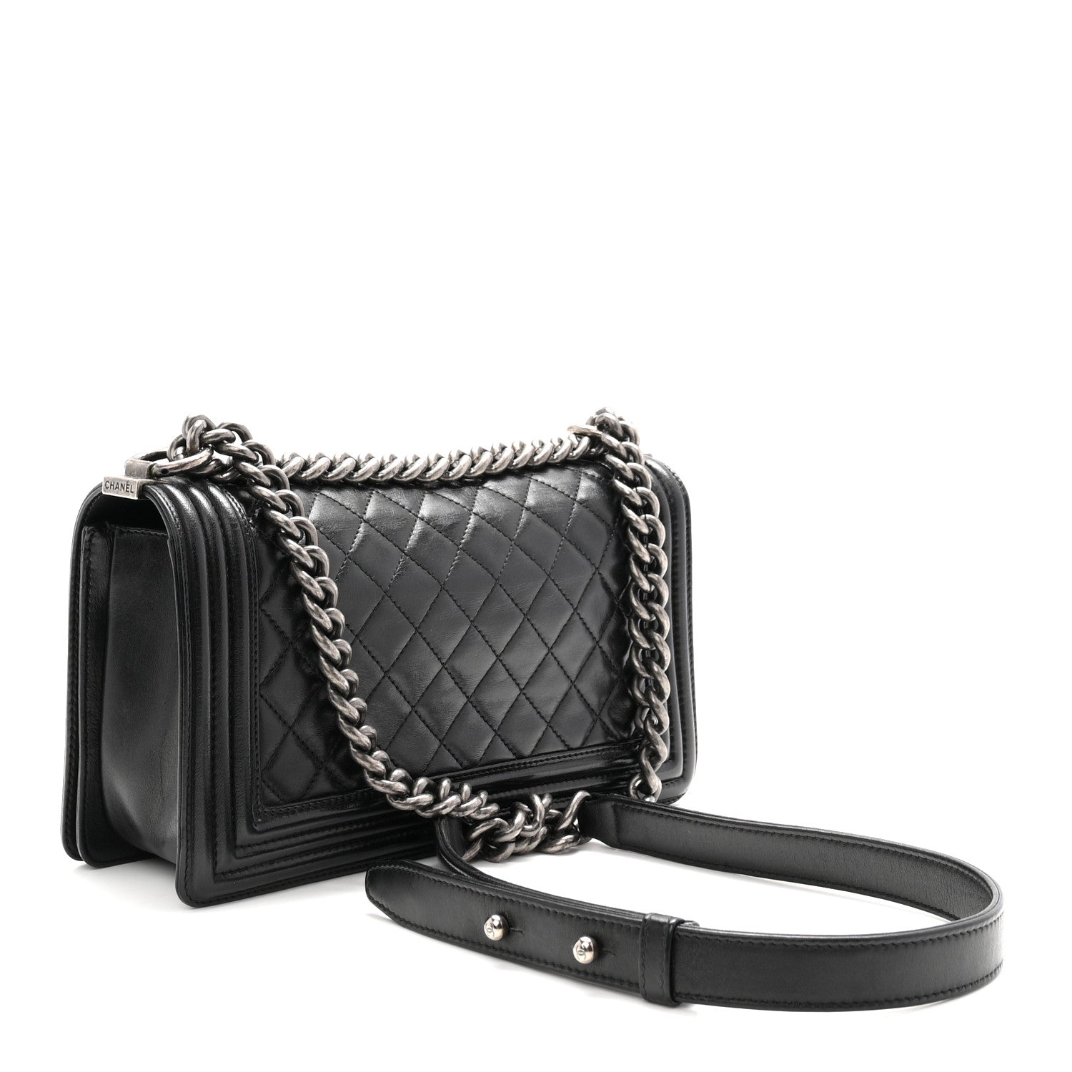 Lambskin Quilted Medium Boy Flap Black