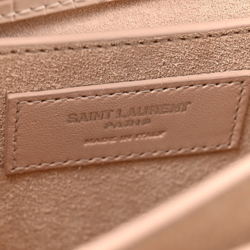 Calfskin Crocodile Embossed Medium Monogram Sunset Rose Antic