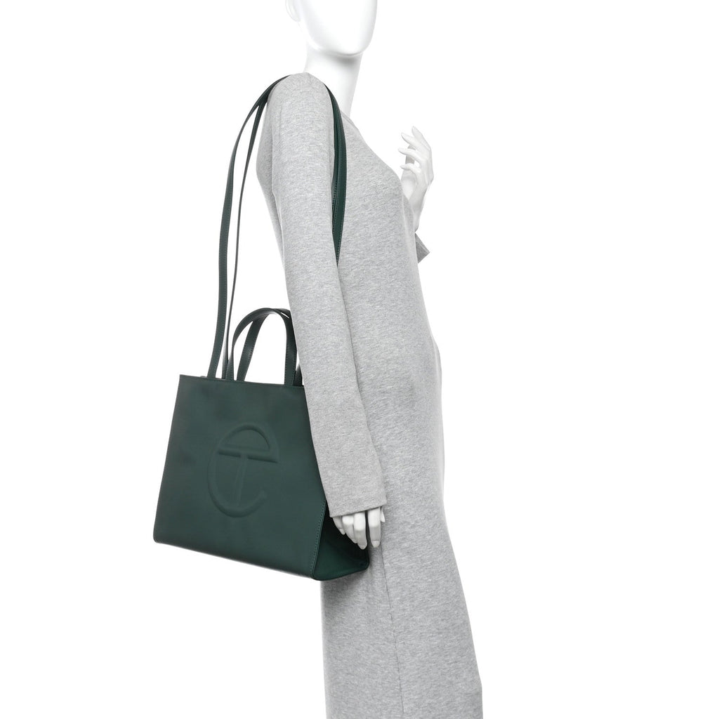 Vegan Leather Medium Shopping Bag Dark Olive