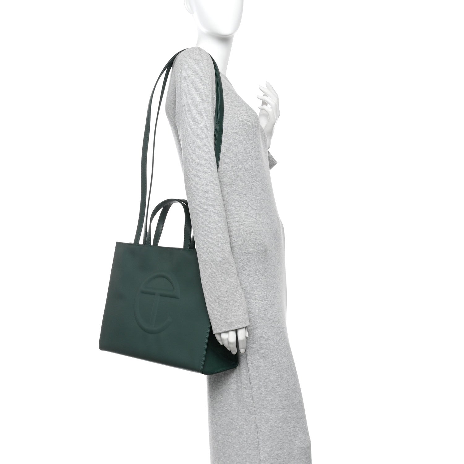 Vegan Leather Medium Shopping Bag Dark Olive