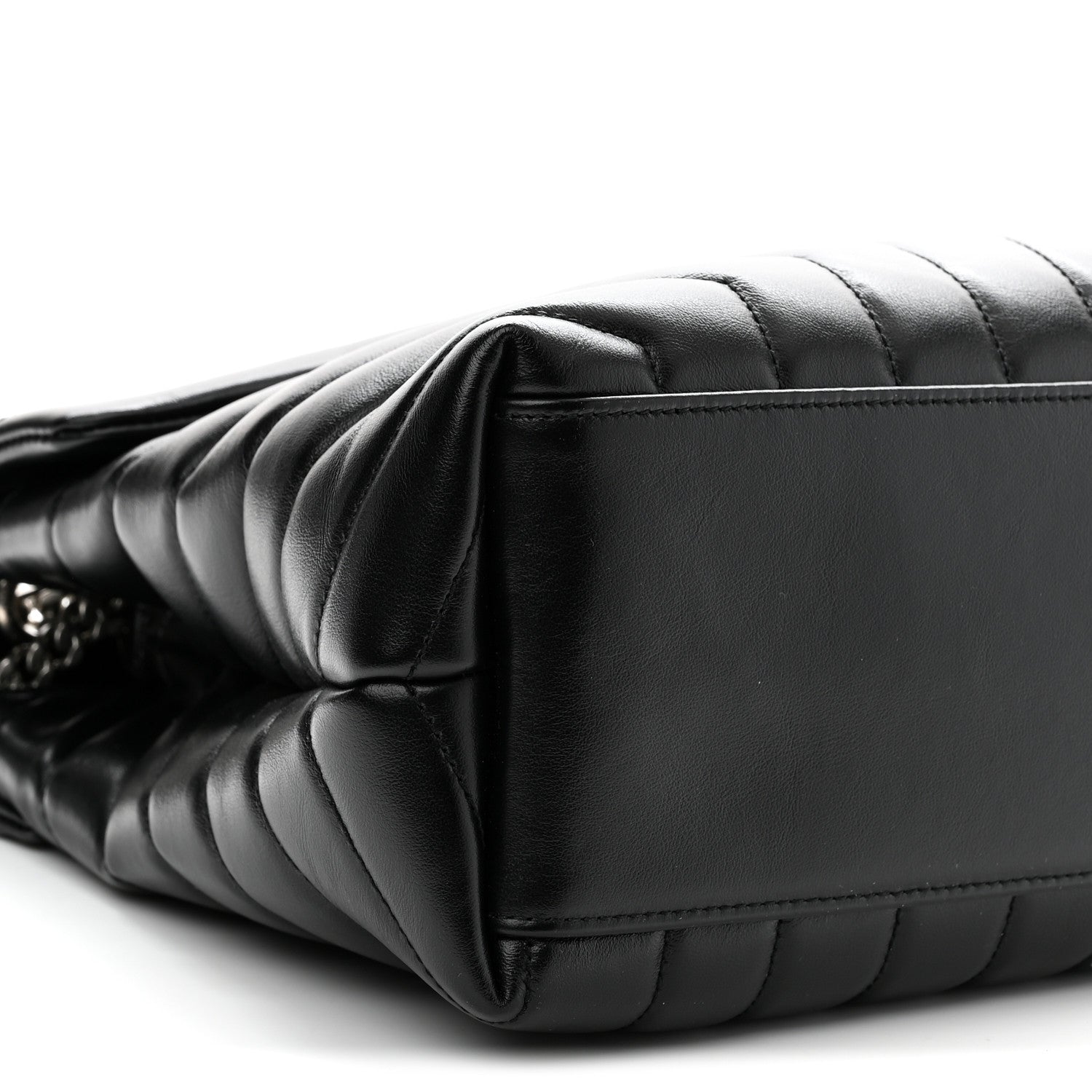 Calfskin Y Quilted Monogram Medium Loulou Chain Satchel Black