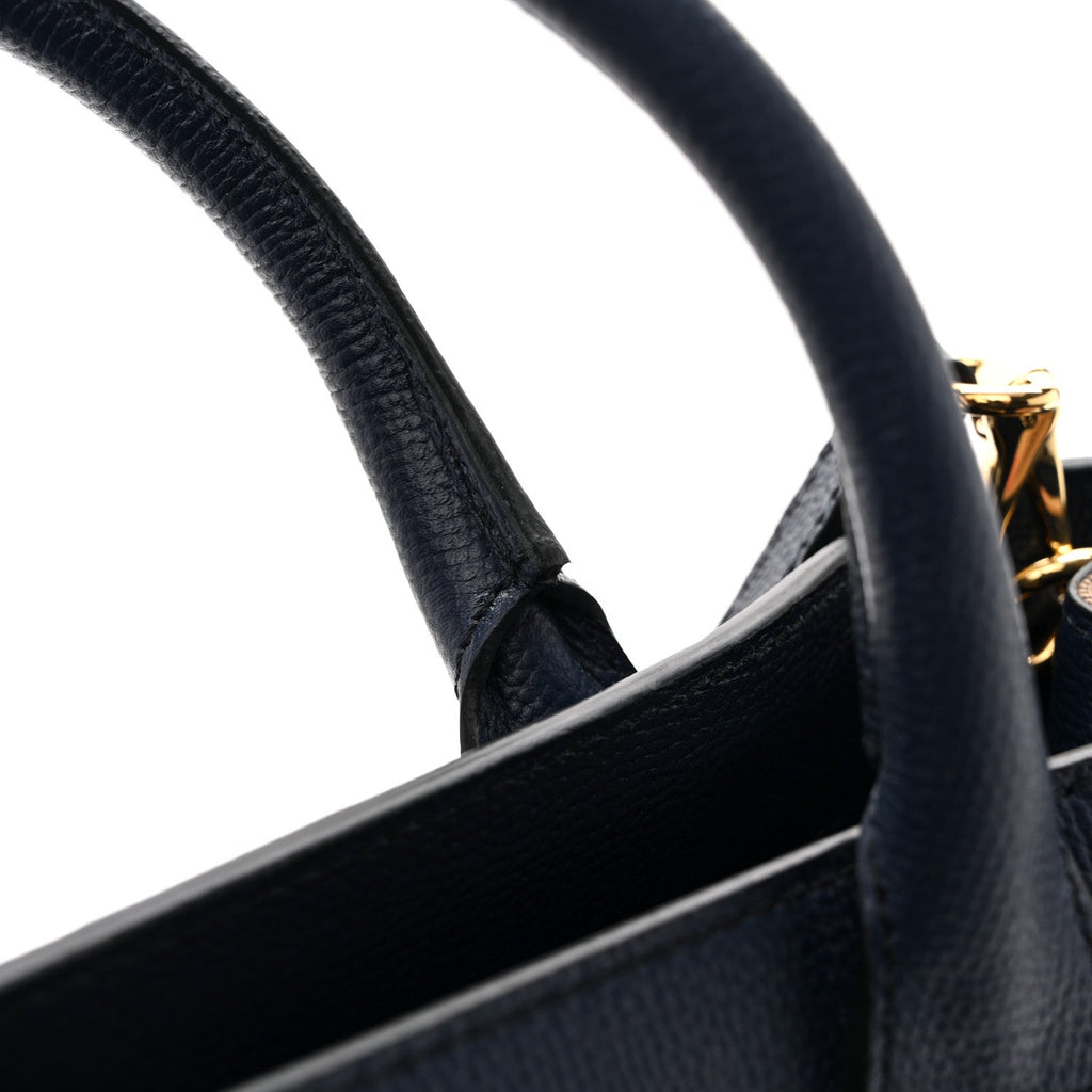 Derby Calfskin House Check Medium Banner Tote Ink Blue