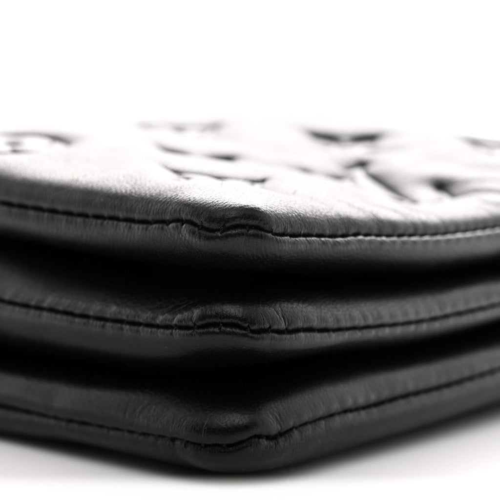 Lambskin Embossed Monogram Coussin Belt Bag Black